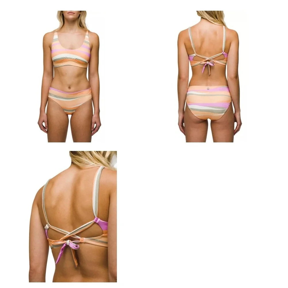 prAna Mallorca‎ Top Cosmos Pink Cropped Sports Bra Swim Suit Bikini Top Womens M